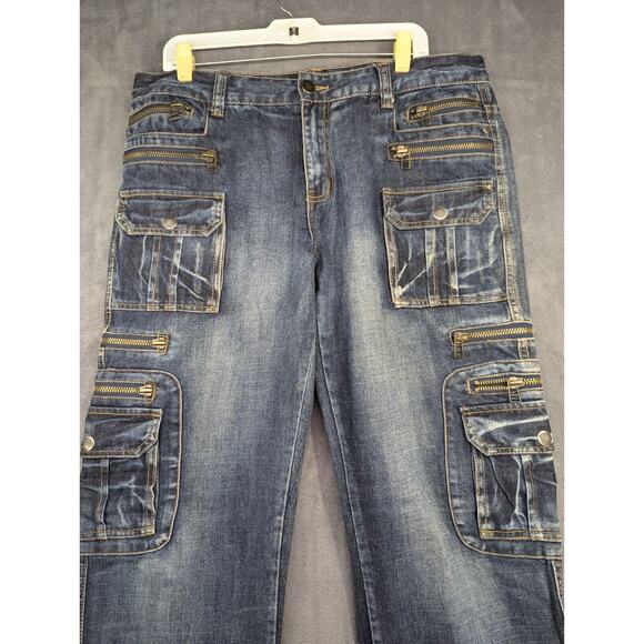 Jeansian Jeans Mens 38 Blue Multiples Pockets And Zipper Size 37x33 - Picture 2 of 12